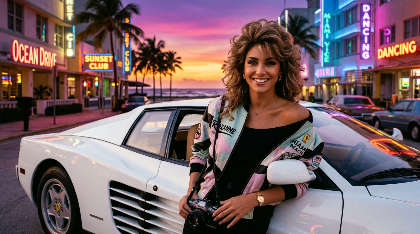 1986 Vice City Ocean Drive Twilight & Testarossa AI Studio